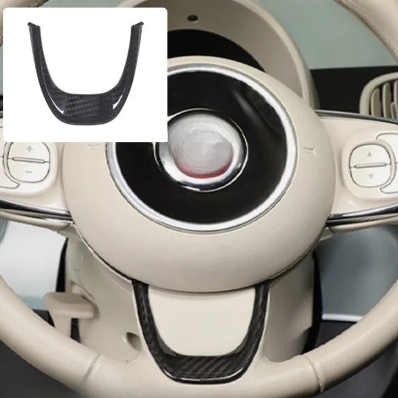 For Fiat 500 Real Dry Carbon Fiber 2021-2023 Interior Steering Wheel U-shaped Base Frame Decoration Modification Accessories - 图片 3
