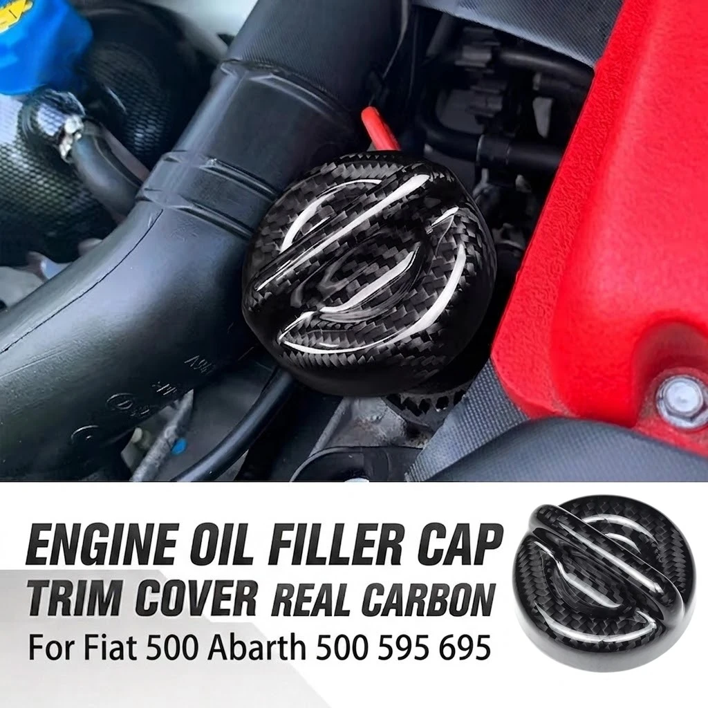 Real Dry Carbon Fiber Engine Oil Filler Cap Cover Trim for Fiat 500 Abarth 595 695 Universal Decoration Accessory Tuning Part - 图片 2