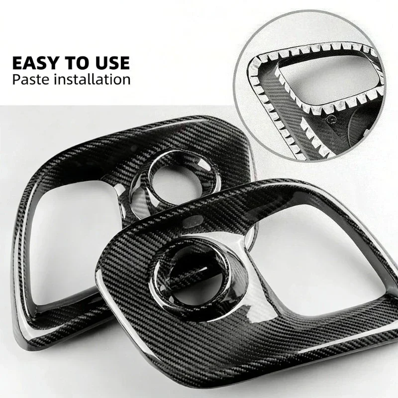 For Fiat For Abarth 595 695 Real Dry Carbon Fiber 2017-2024 Interior Fog Light Grille Cover Decoration Modification Accessories - 图片 5