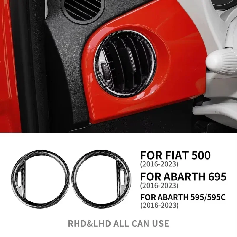 For Fiat 500 For Abarth 595 Abarth 695 Real Dry Carbon Fiber Cover 2016-2023 Air Vent Sticker Interior Modification Accessories - 图片 3