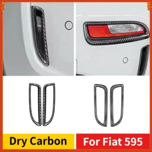 For Fiat 595 Real Dry Carbon Fiber 2016+ Exterior Glossy Rear Fog Light Bezel Decoration Modification Body Kit Accessories