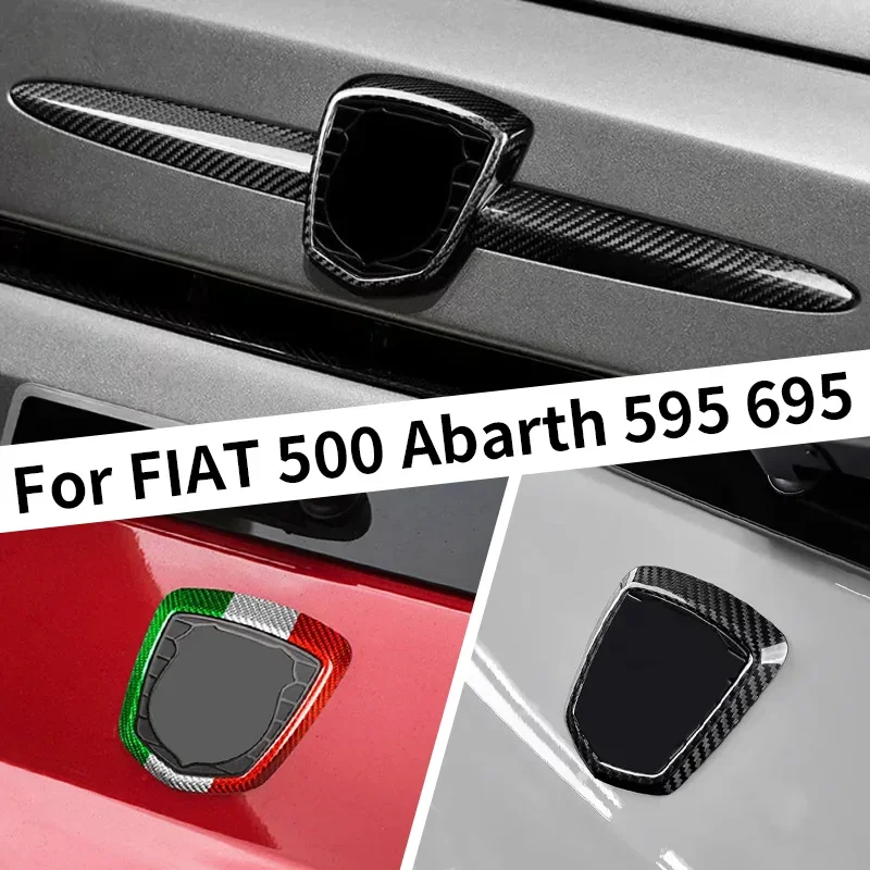 For Fiat 500 For Abarth 595 695 Real Hard Dry Carbon Fiber 12-23 Exterior Front Rear Logo Frame Decoration Modification Body Kit