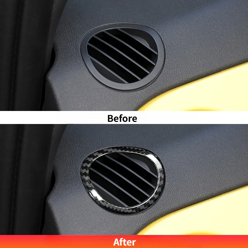 For FIAT 500 Real Dry Carbon Fiber Interior Black Defrost Air Vent Bezel Dashboard Decoration Modification Accessories - 图片 2